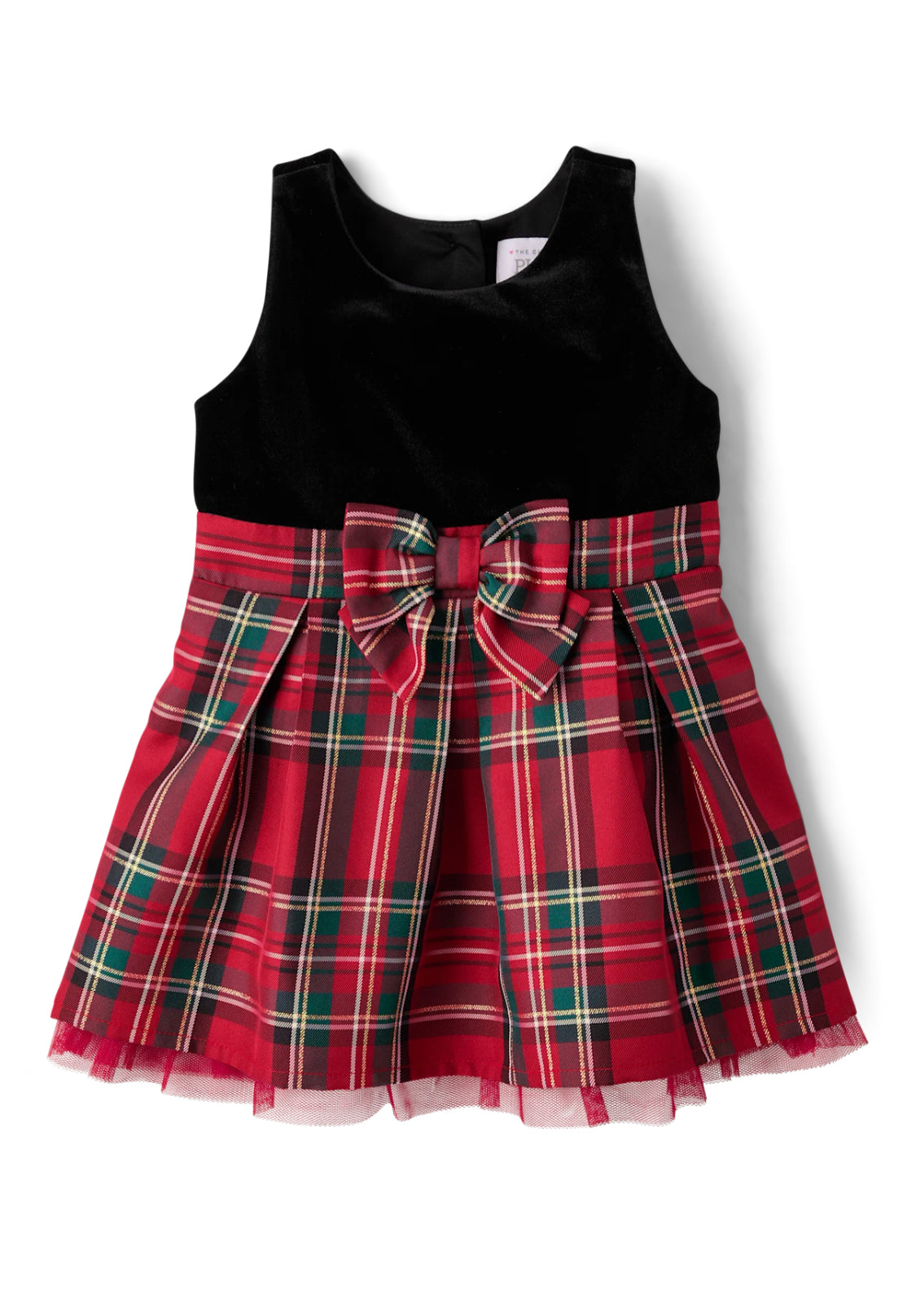 Toddler Girls Plaid Velour and Flare Dress.