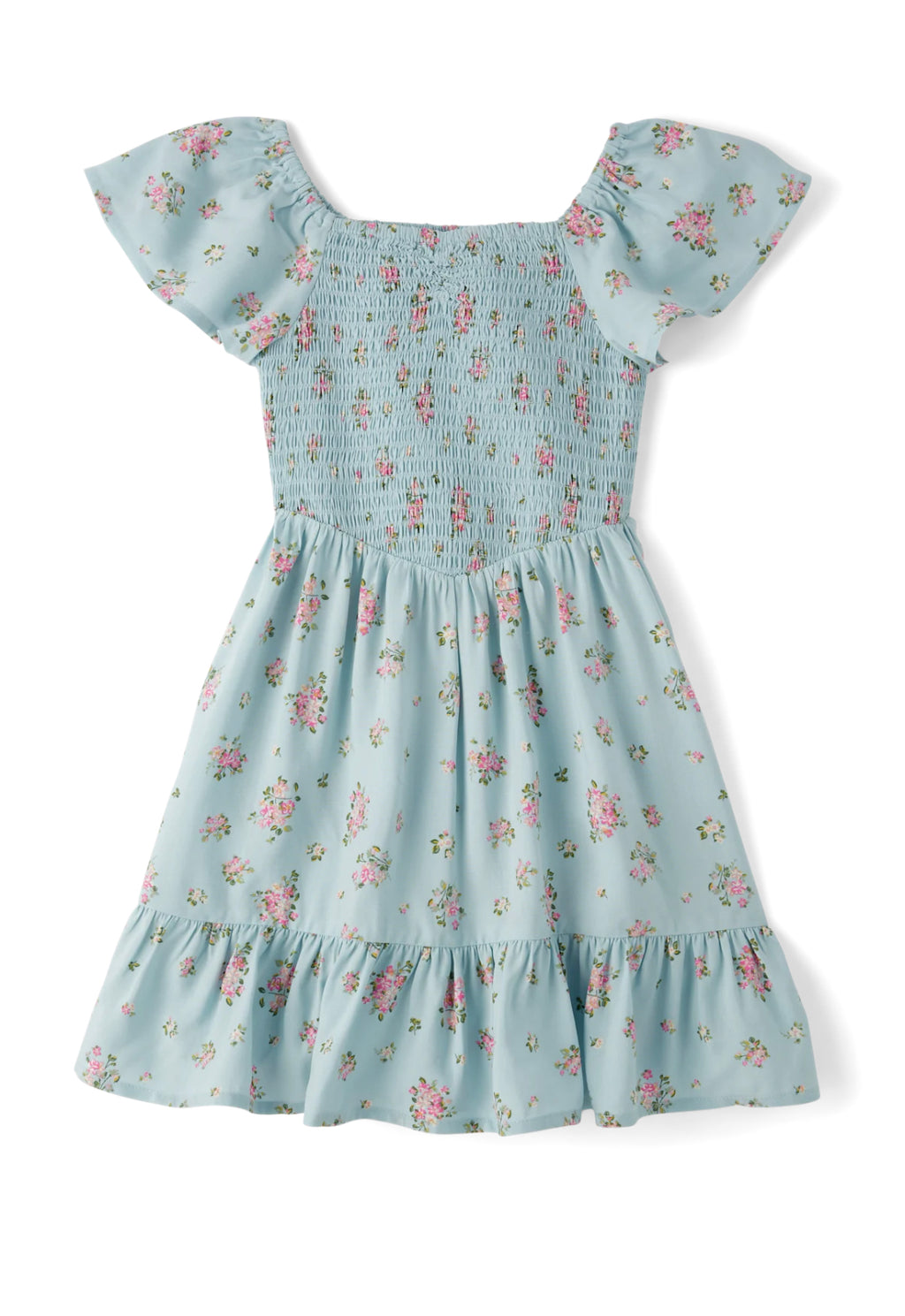 Girls Floral Smocked Dress