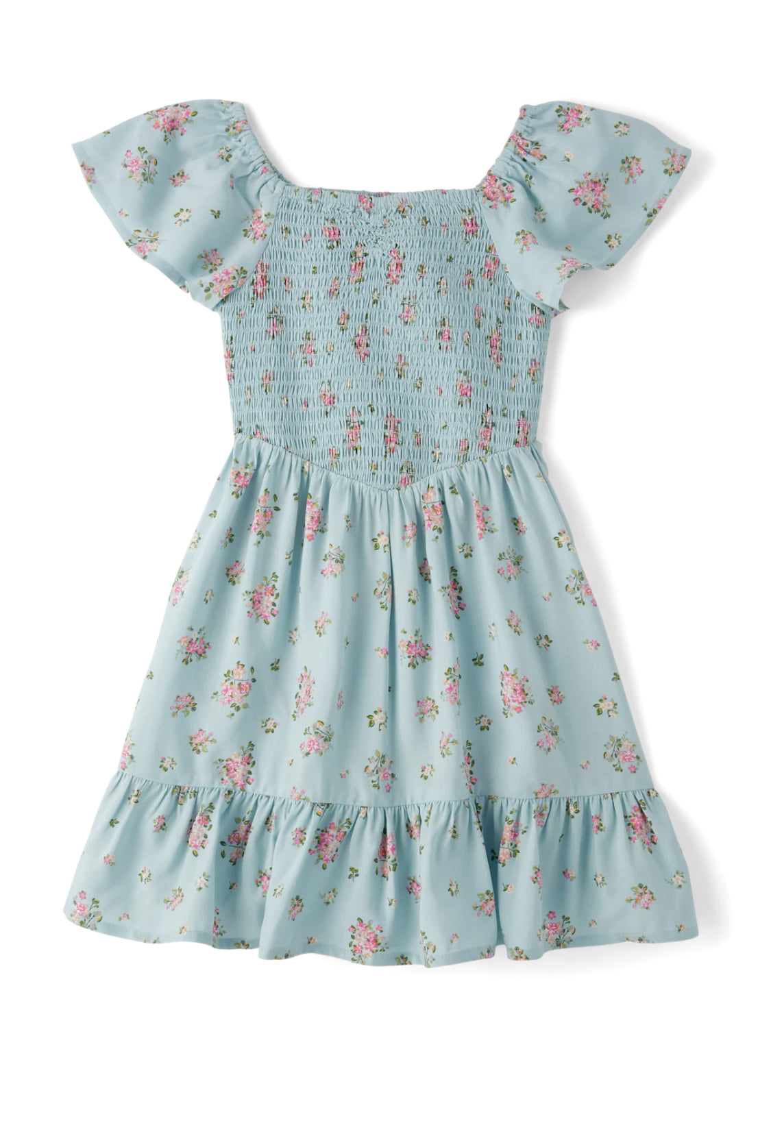 Girls Floral Smocked Dress