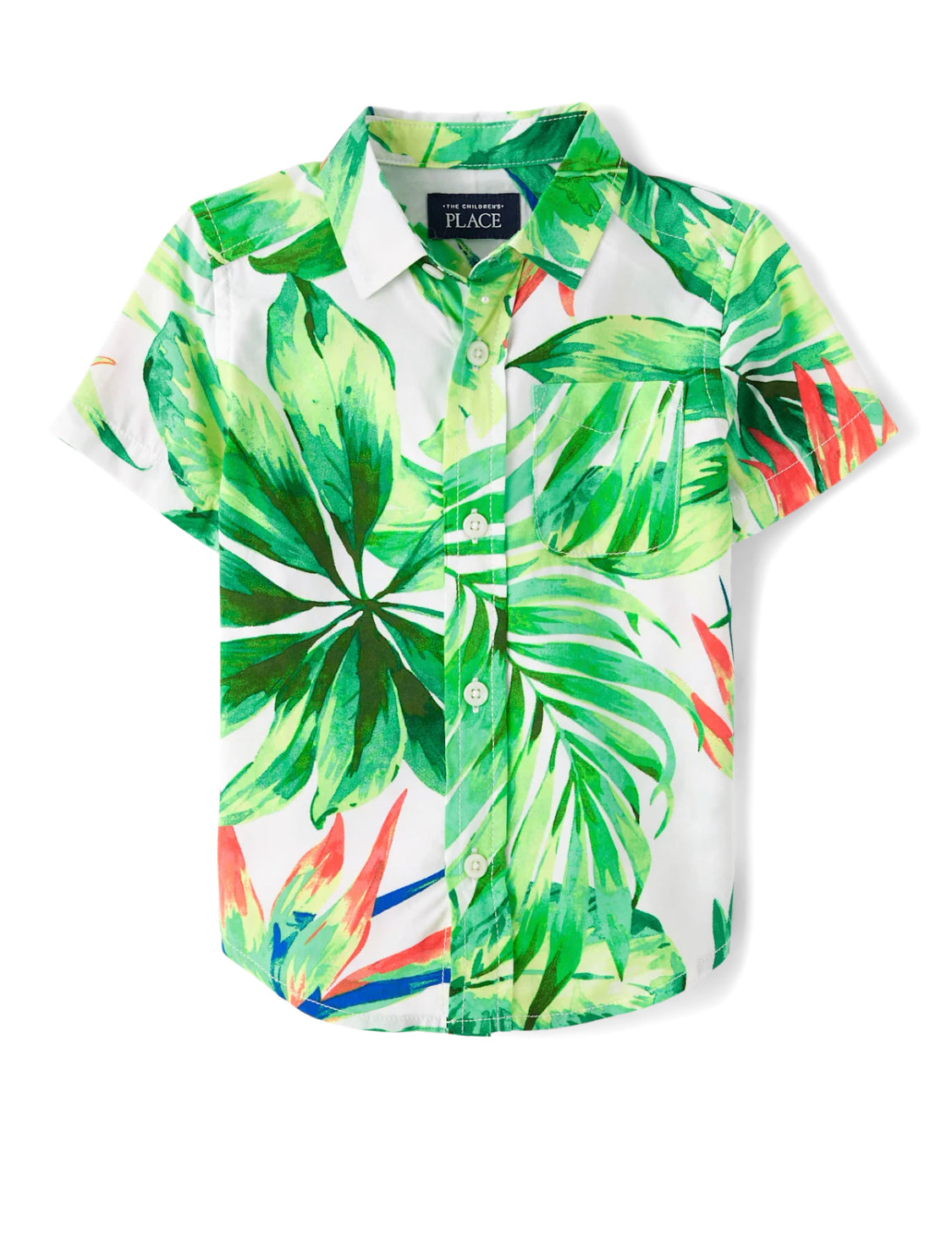 Toddler Boys Tropical Button Up Shirt.