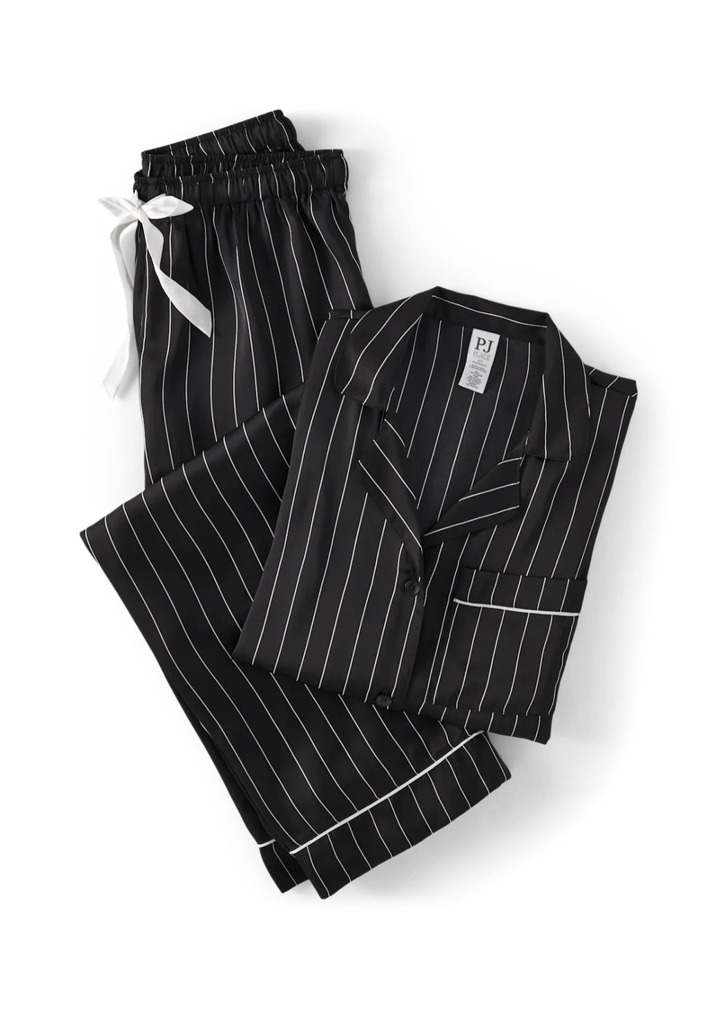 Women’s Print Satin Pajamas- Black
