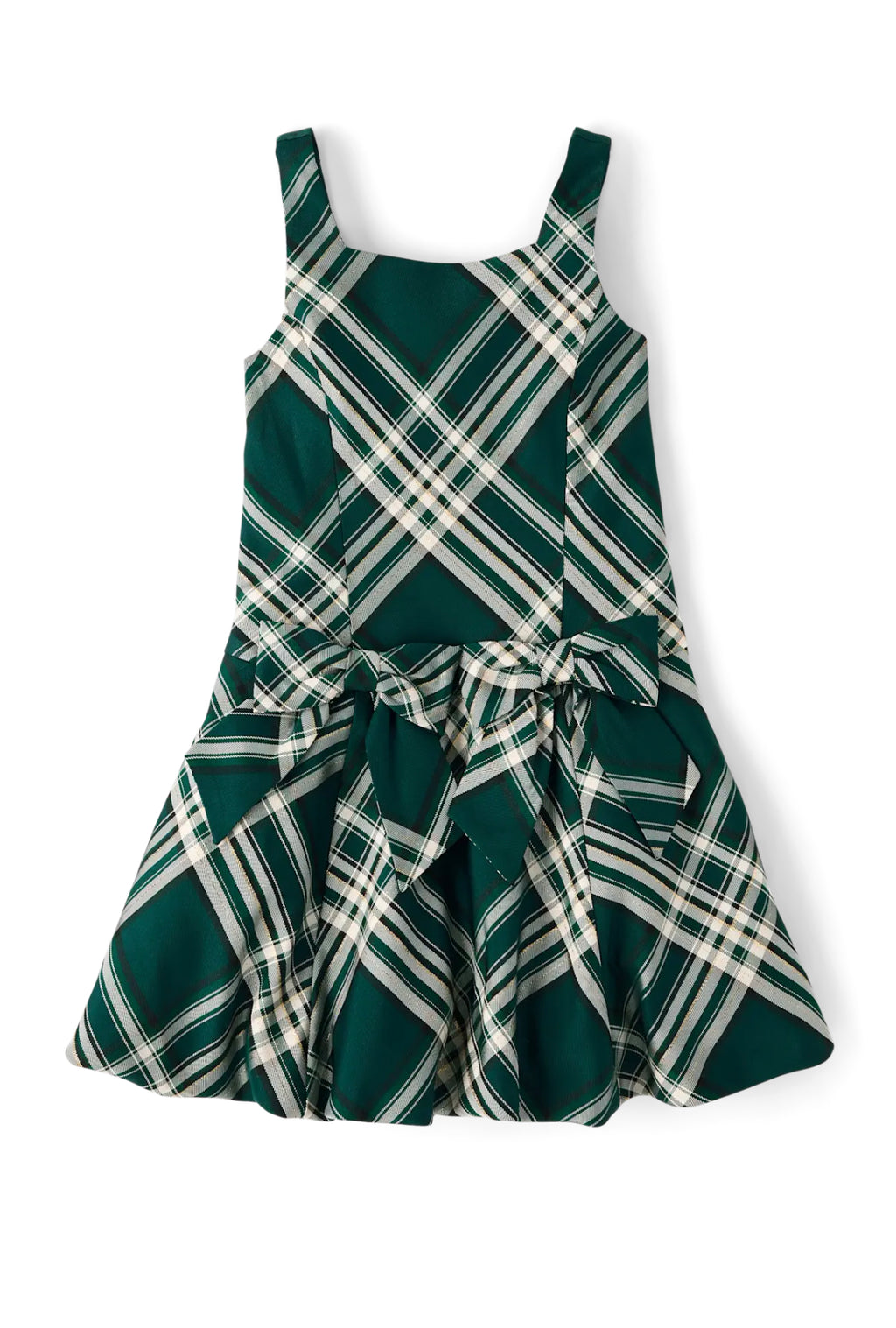 Girls Plaid Bow Satin Dress