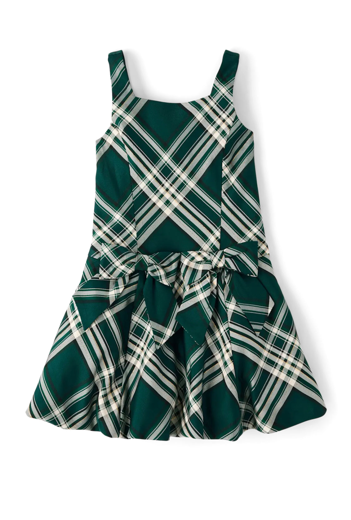 Girls Plaid Bow Satin Dress
