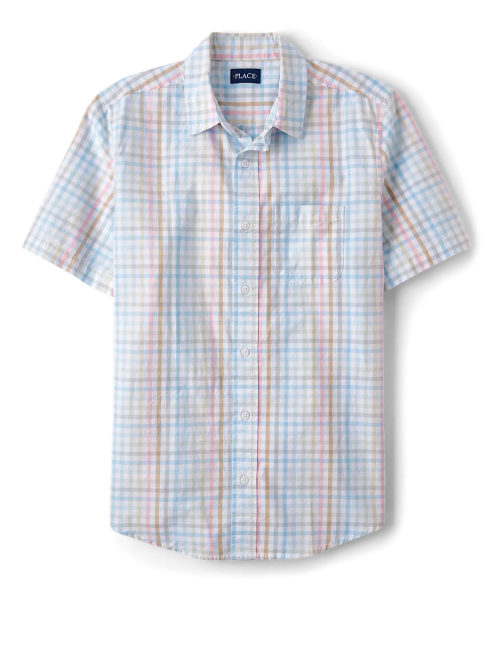 Men’s Place Gingham Poplin Short Sleeve Shirt.
