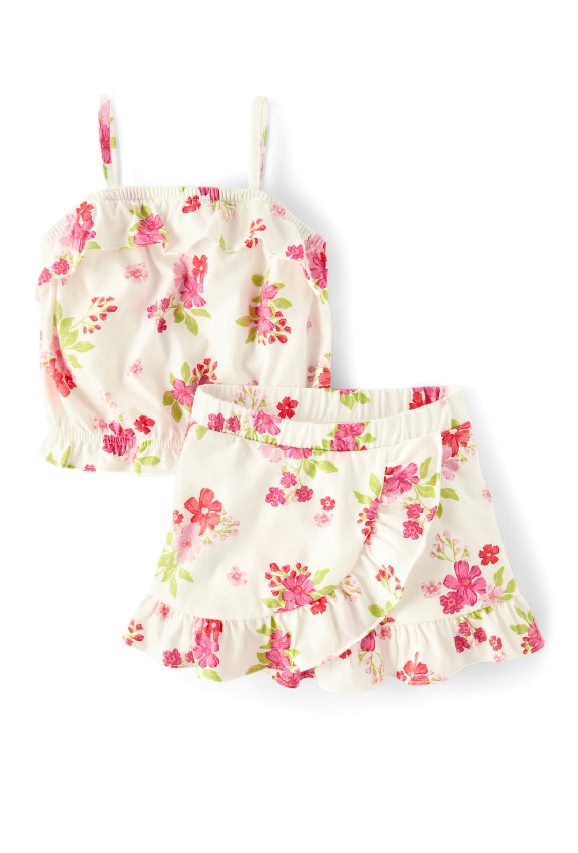 Toddler Girls Floral Ruffle 2-Piece Outfit Set