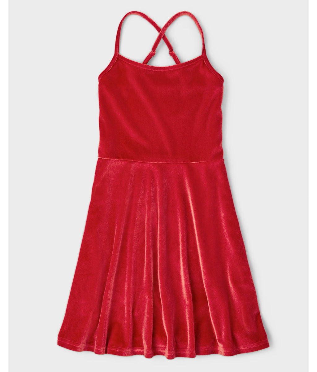 Teen Girls Velour Strapped Skater Dress.