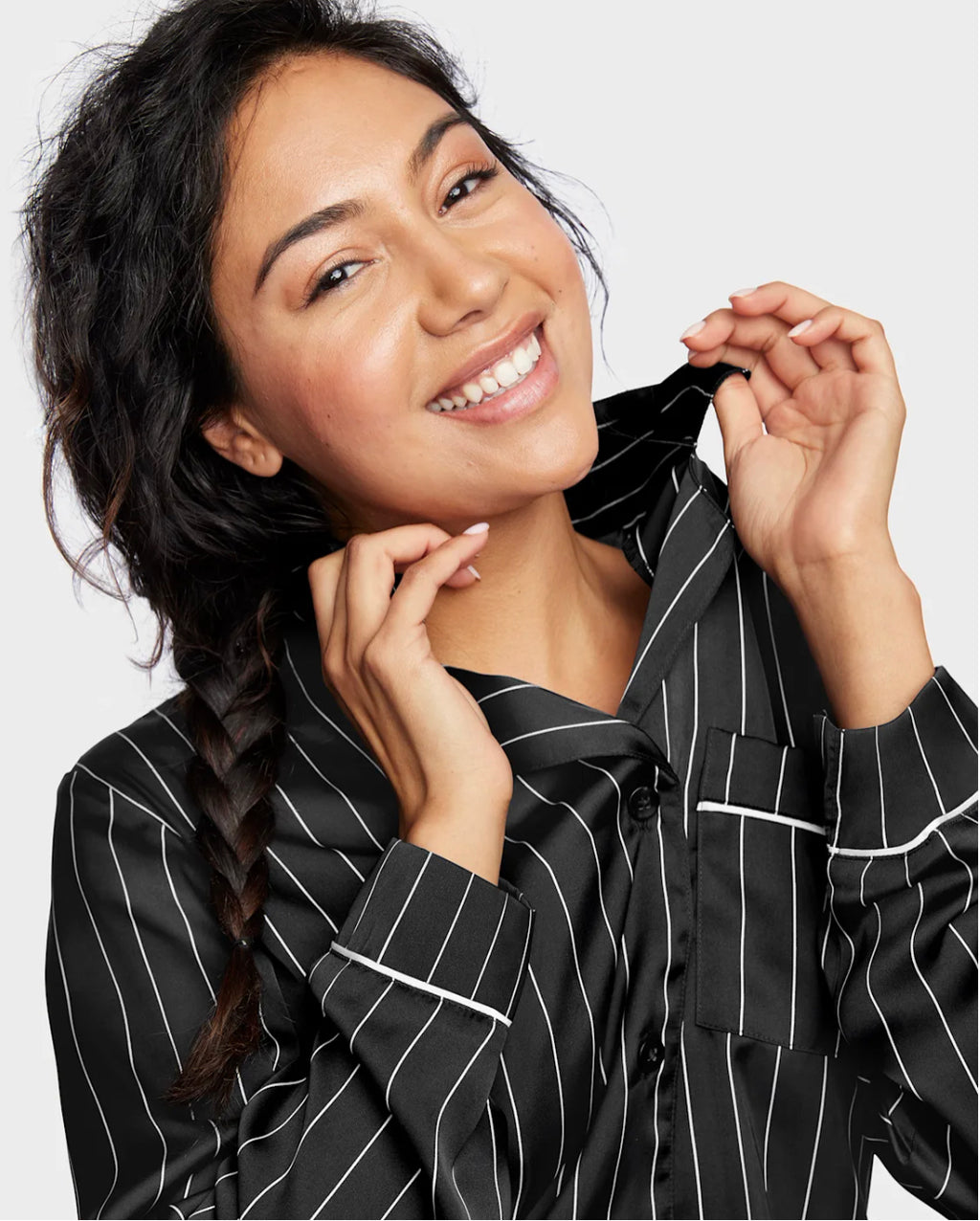 Women’s Print Satin Pajamas- Black