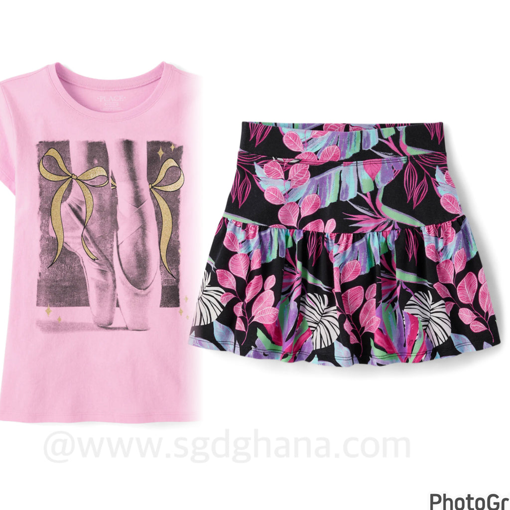 Girls Printed Tiered Skirt and Top- Size S5/6