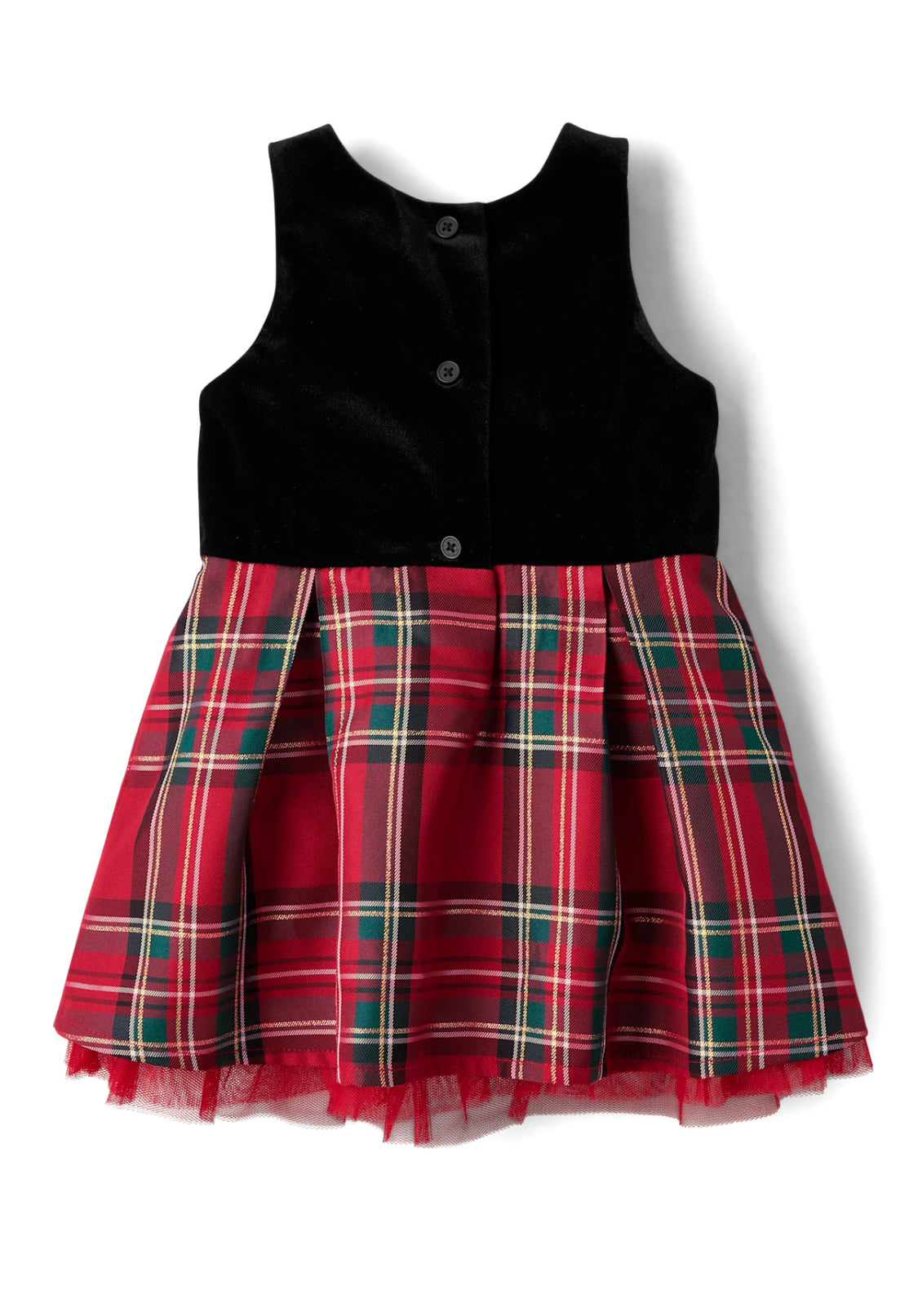 Toddler Girls Plaid Velour and Flare Dress.
