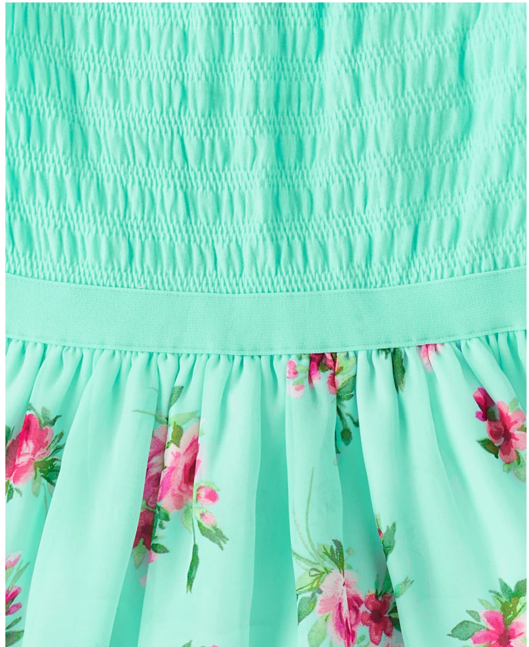 Girls Floral Smocked Fit and Flare Dress