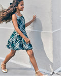 Girls Plaid Bow Satin Dress