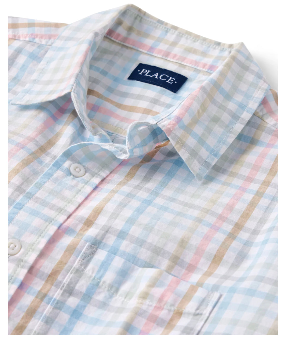 Men’s Place Gingham Poplin Short Sleeve Shirt.