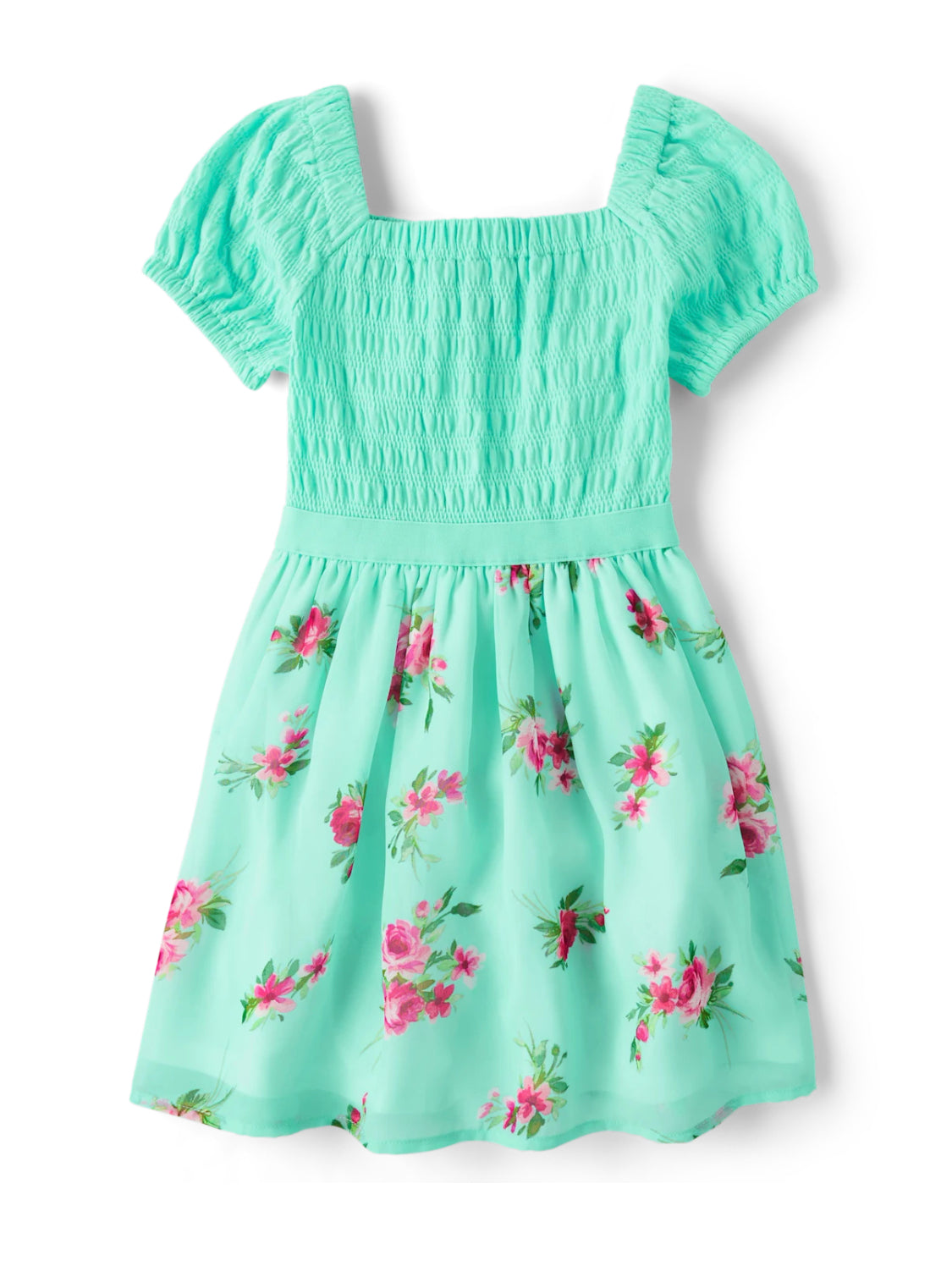Girls Floral Smocked Fit and Flare Dress