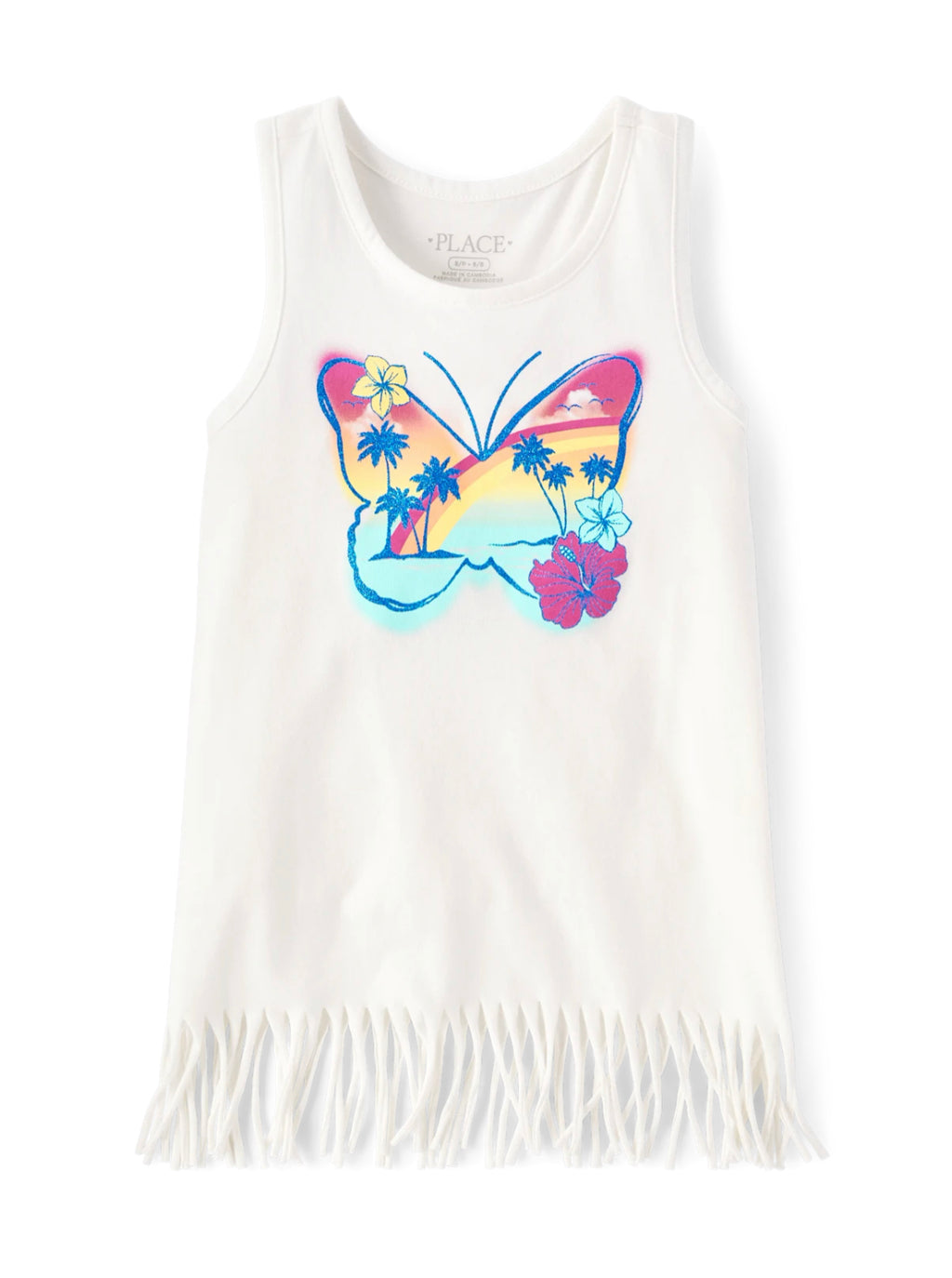 Girls Tank Top with Fringe at The Hems
