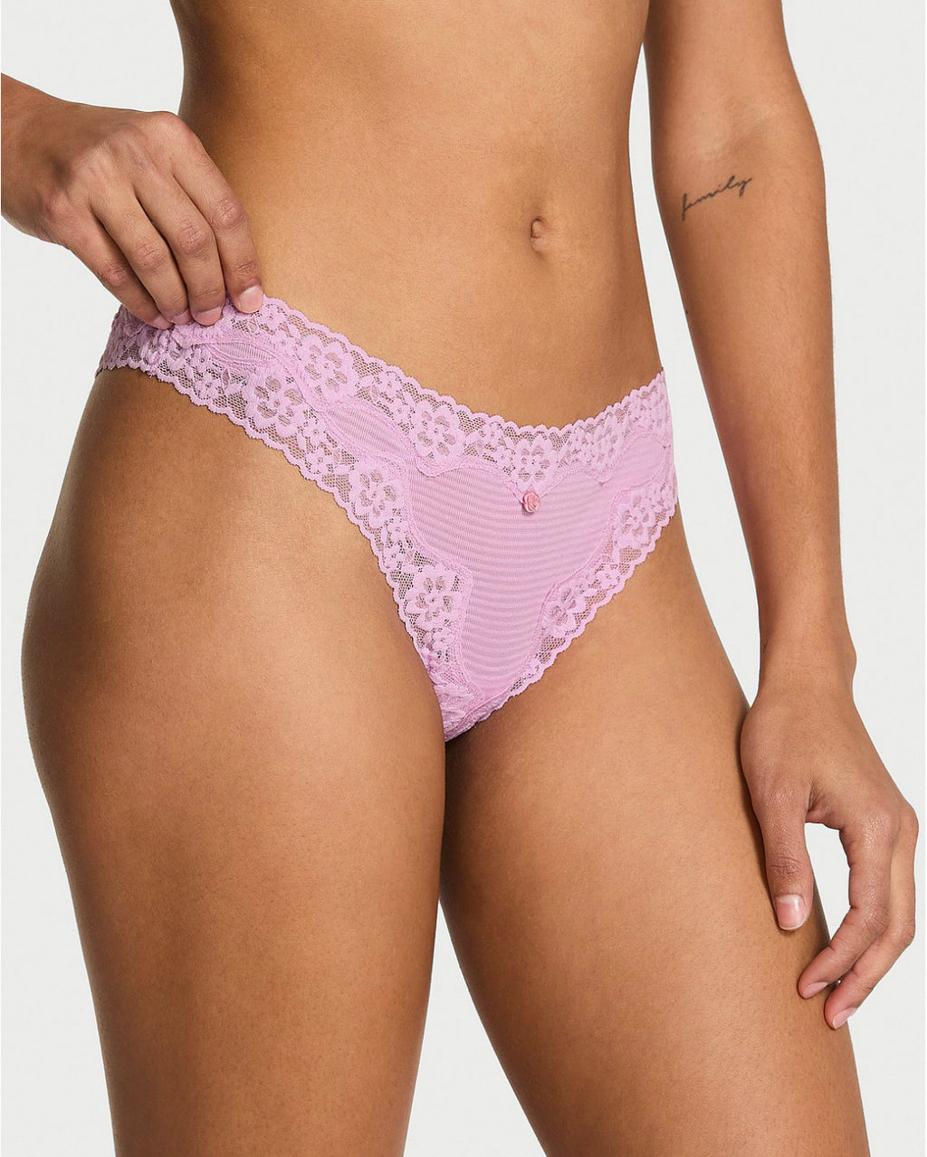 Women’s Cotton Shadow Lace-Waist Thong Panty by Victoria’s Secret