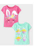 Girls 2-Pack Easter Bunny Graphic Tees