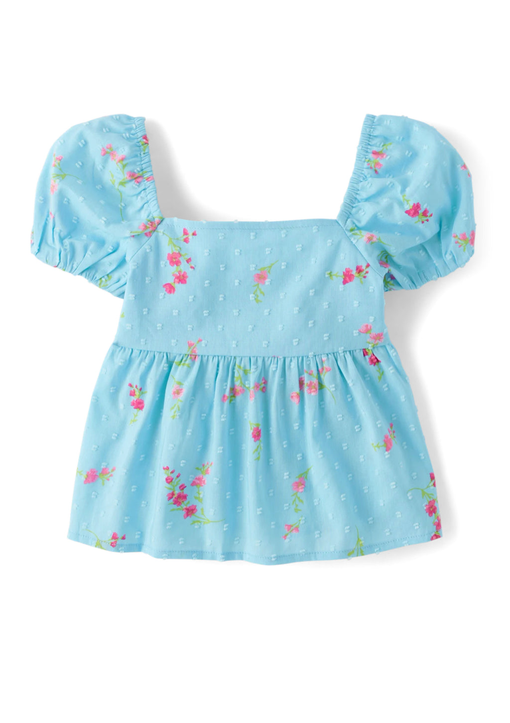Girls Floral Clip Dot Tie Back Top.