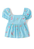 Girls Floral Clip Dot Tie Back Top.