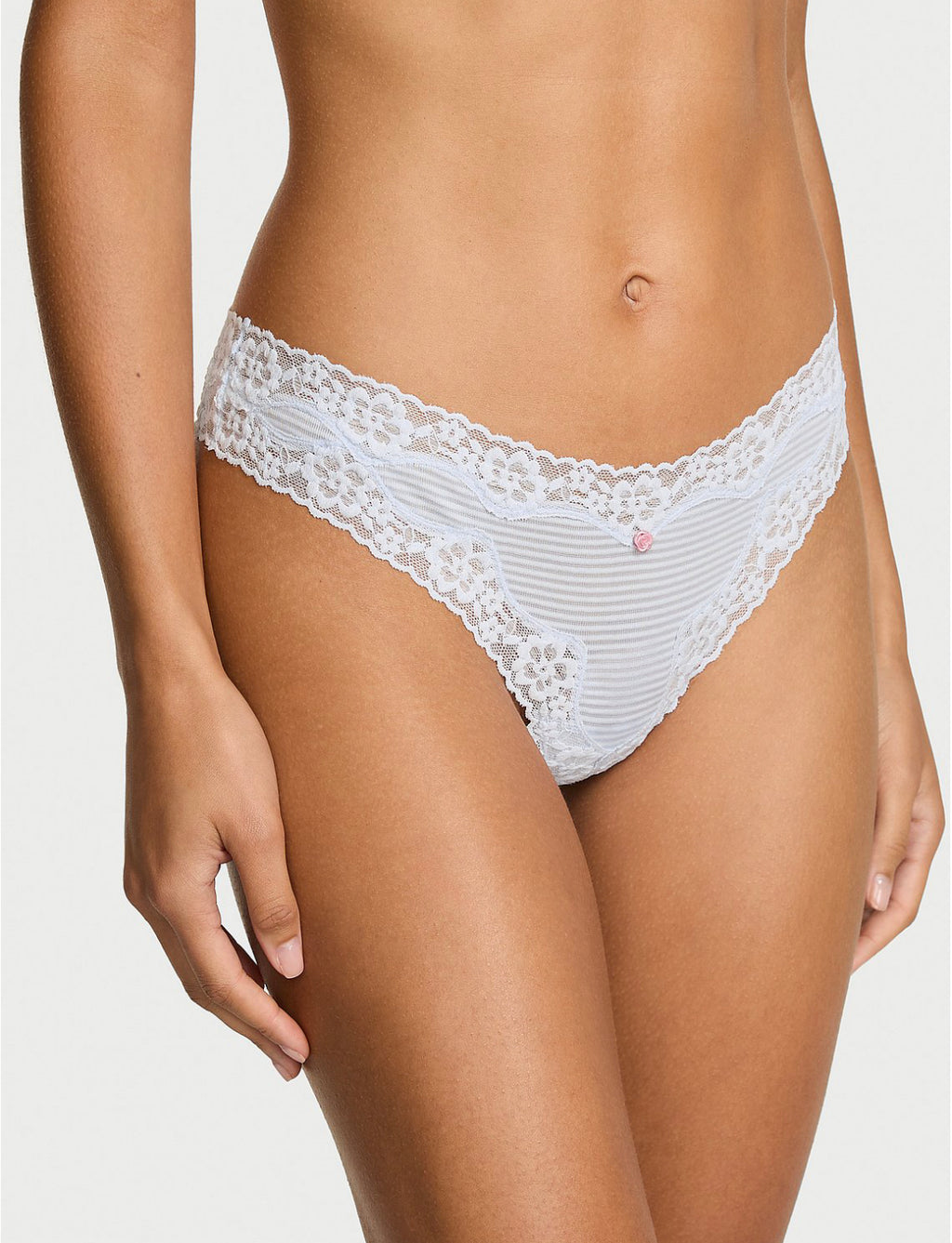 Women’s Cotton Shadow Lace-Waist Thong Panty by Victoria’s Secret