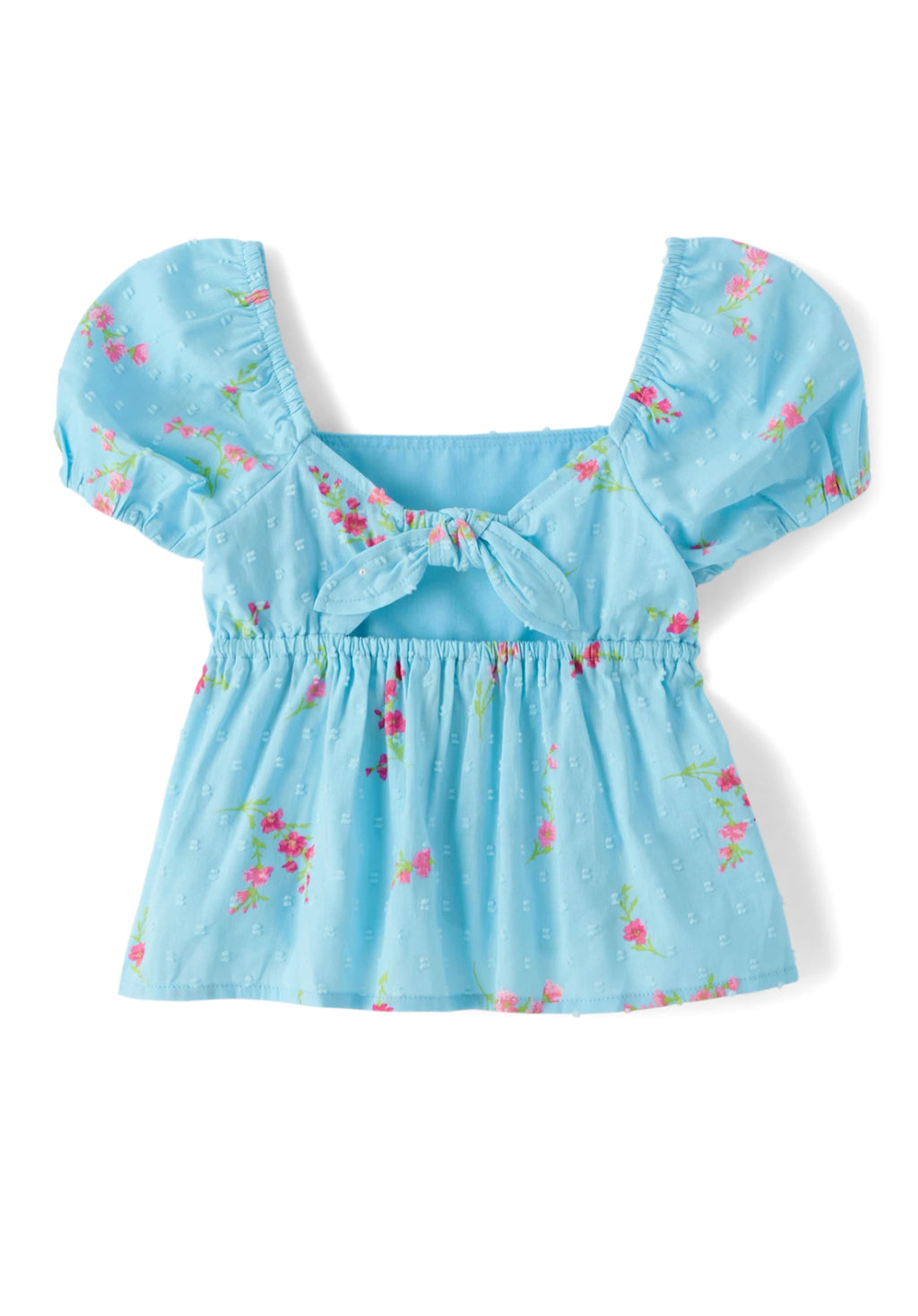 Girls Floral Clip Dot Tie Back Top.