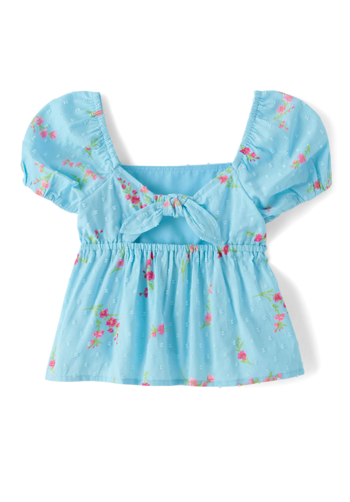 Girls Floral Clip Dot Tie Back Top.