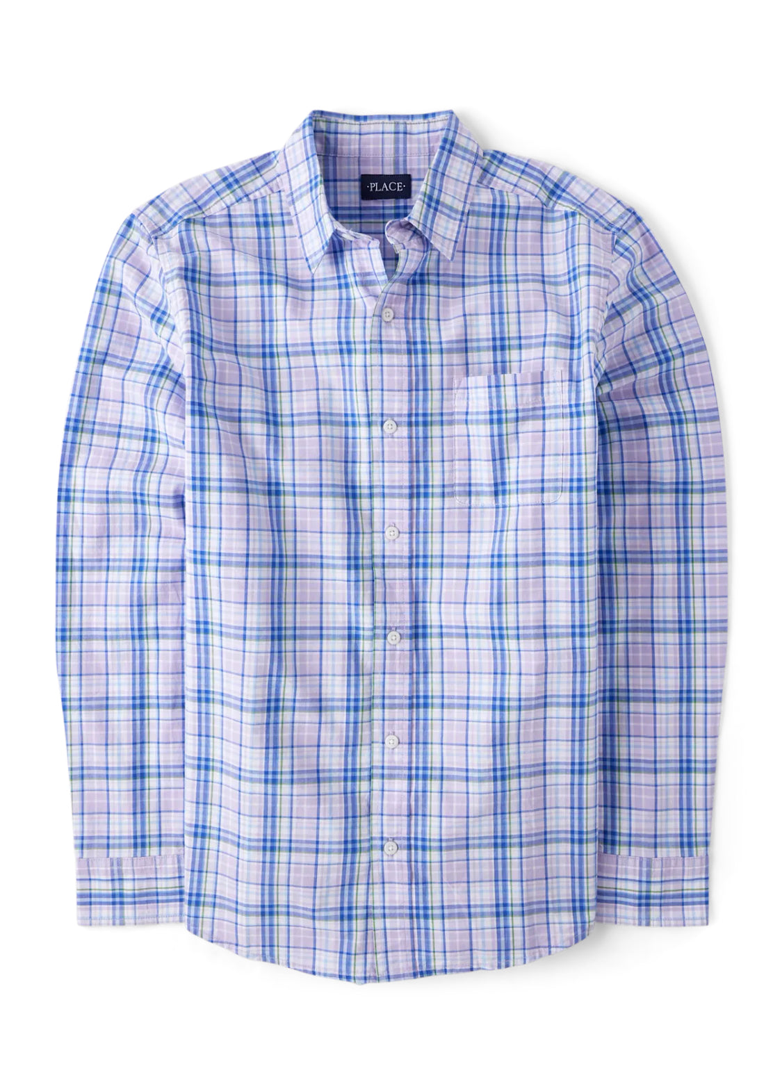 Men’s Plaid Poplin Button Up Shirt.