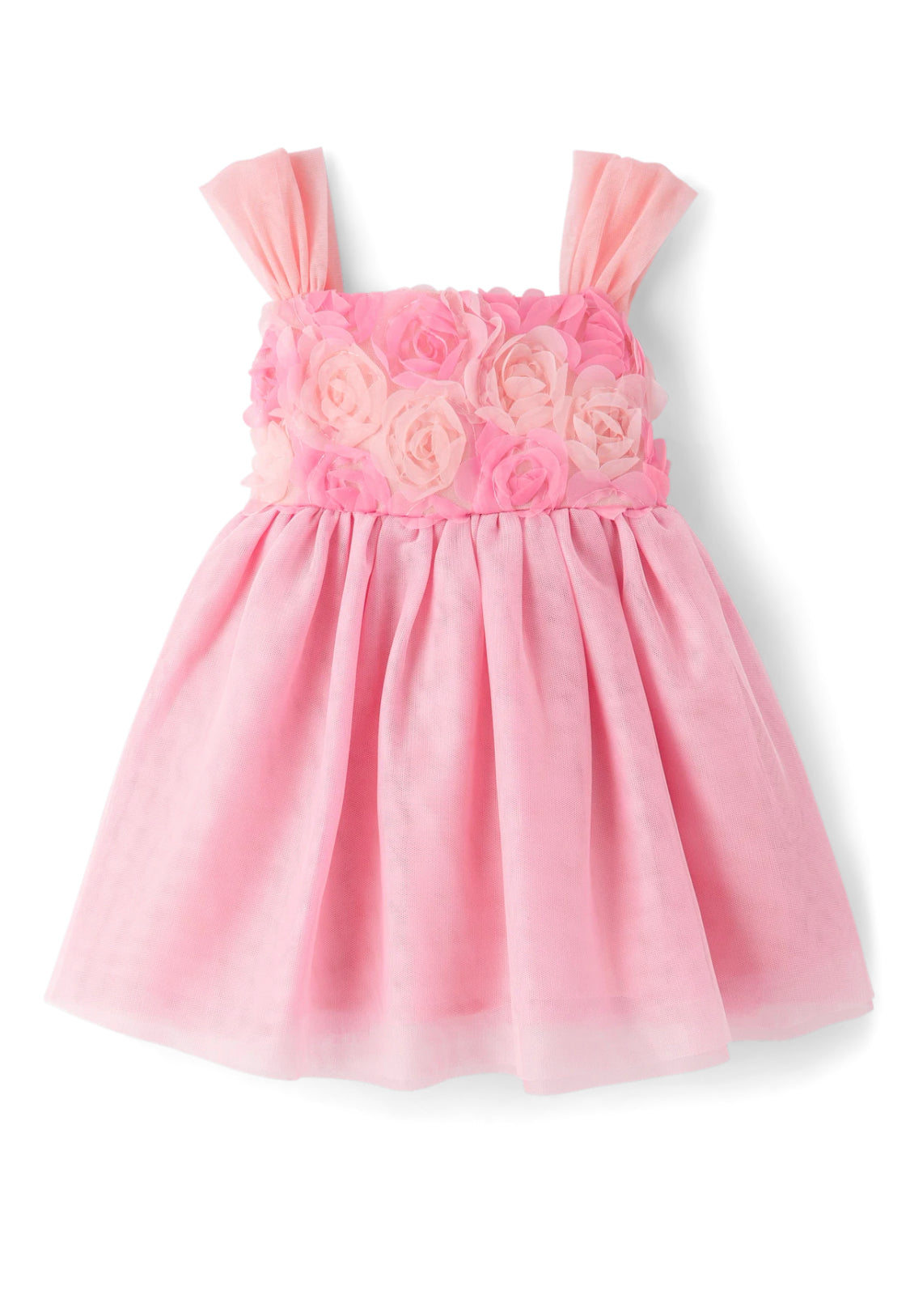 Girls 3D Rosette Mesh Fit and Flare Dress