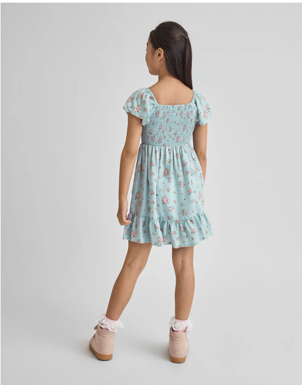 Girls Floral Smocked Dress
