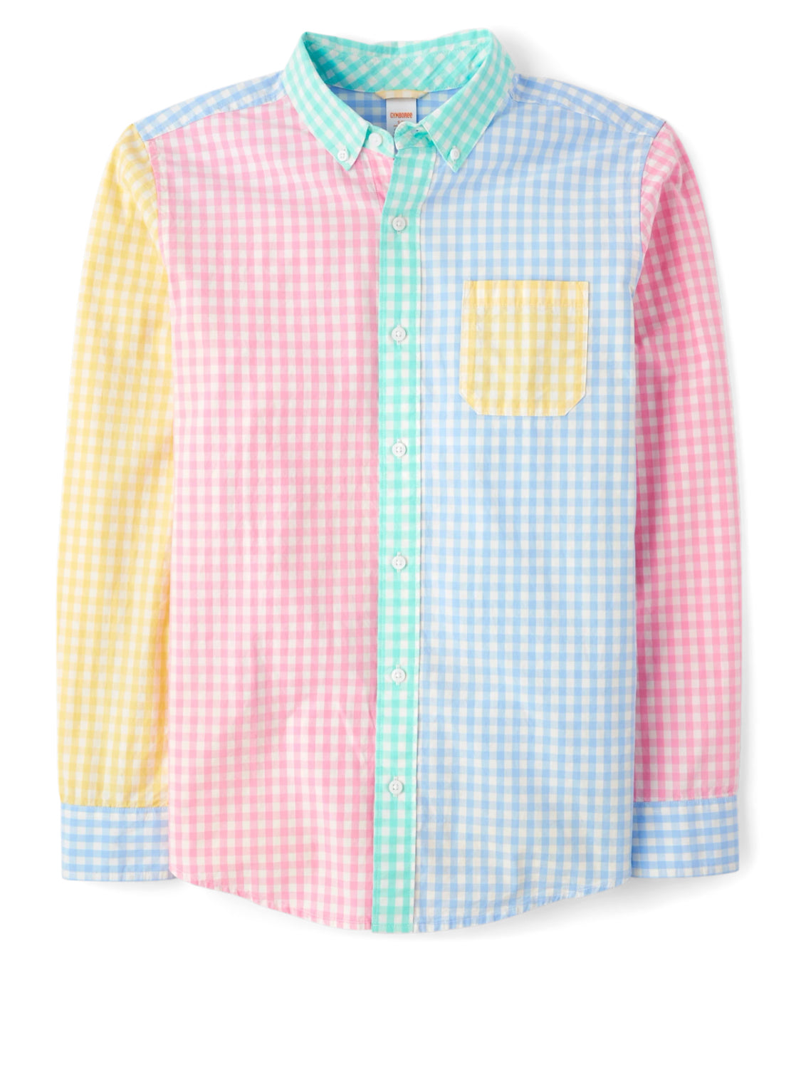 Men’s Gymboree Gingham Colourblock Cotton Poplin Button Up Shirt