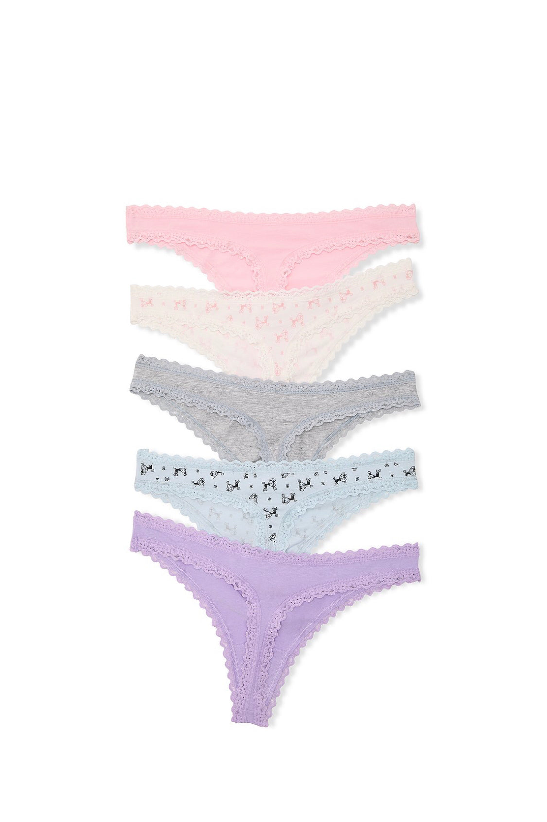 Women’s 5-Pack Cotton Lace-Trim Thong Panty by Victoria’s Secret.