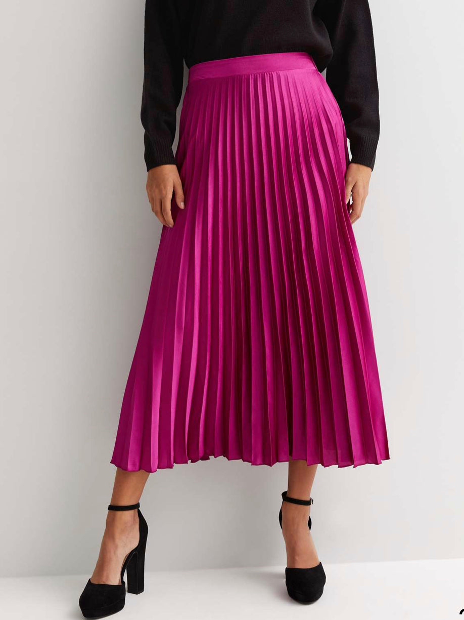 Women’s Pleated Satin Skirt