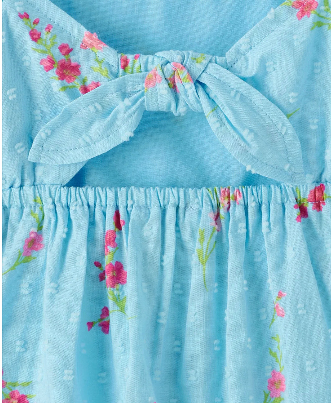 Girls Floral Clip Dot Tie Back Top.