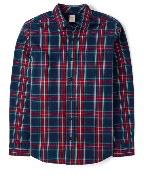 Men’s Gymboree Plaid Cotton Poplin Button Up Shirt