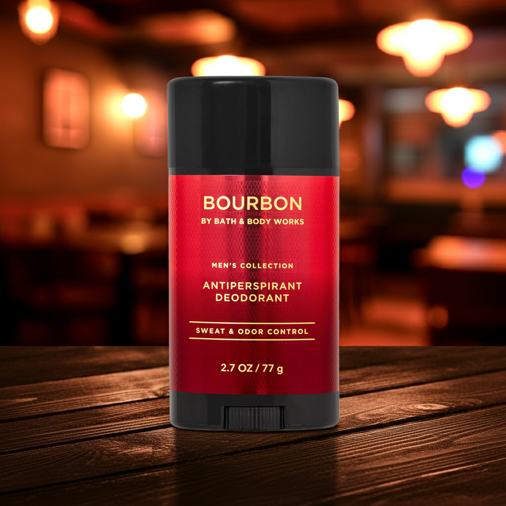 Bourbon Antiperspirant Deodorant by Bath and Body Works.