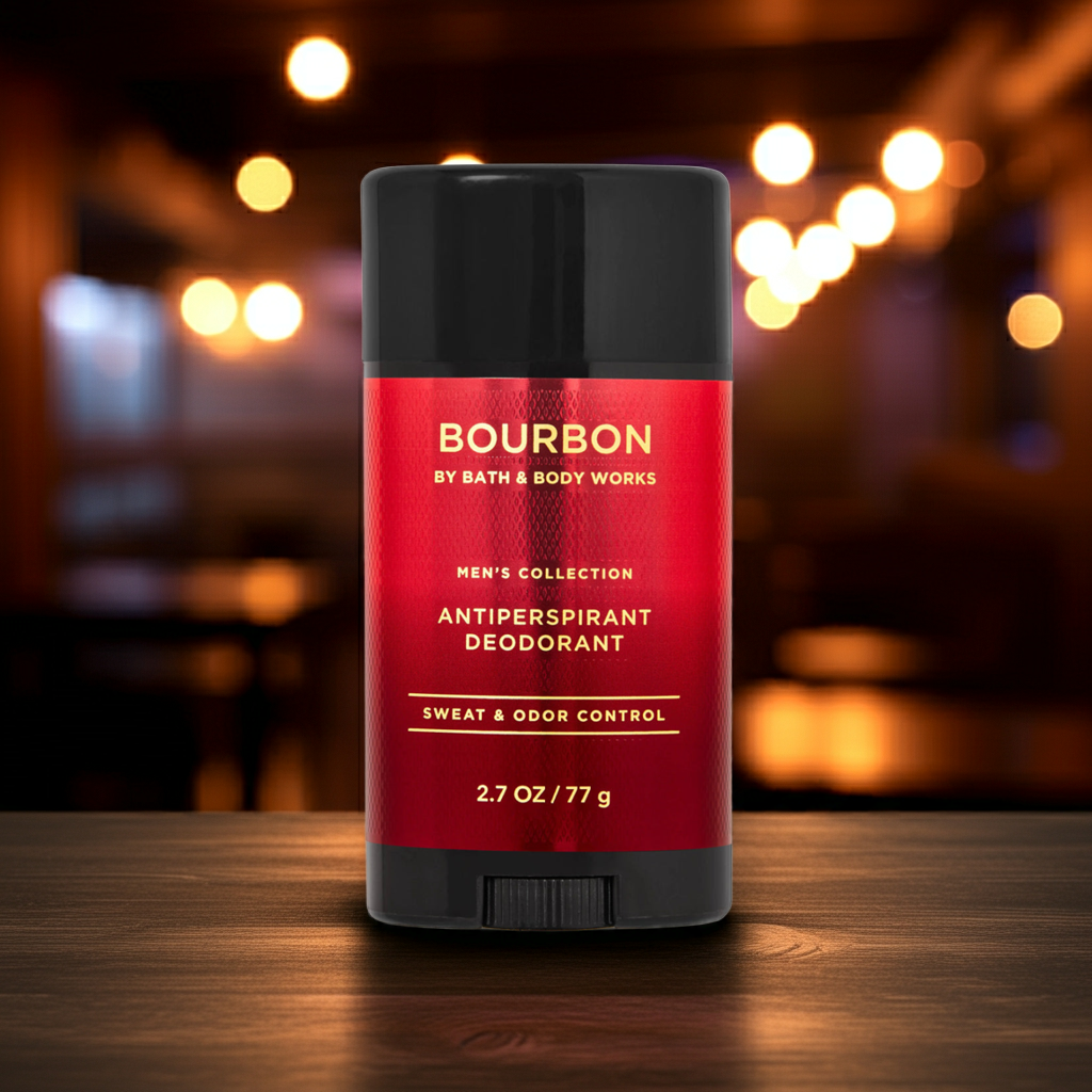 Bourbon Antiperspirant Deodorant by Bath and Body Works.