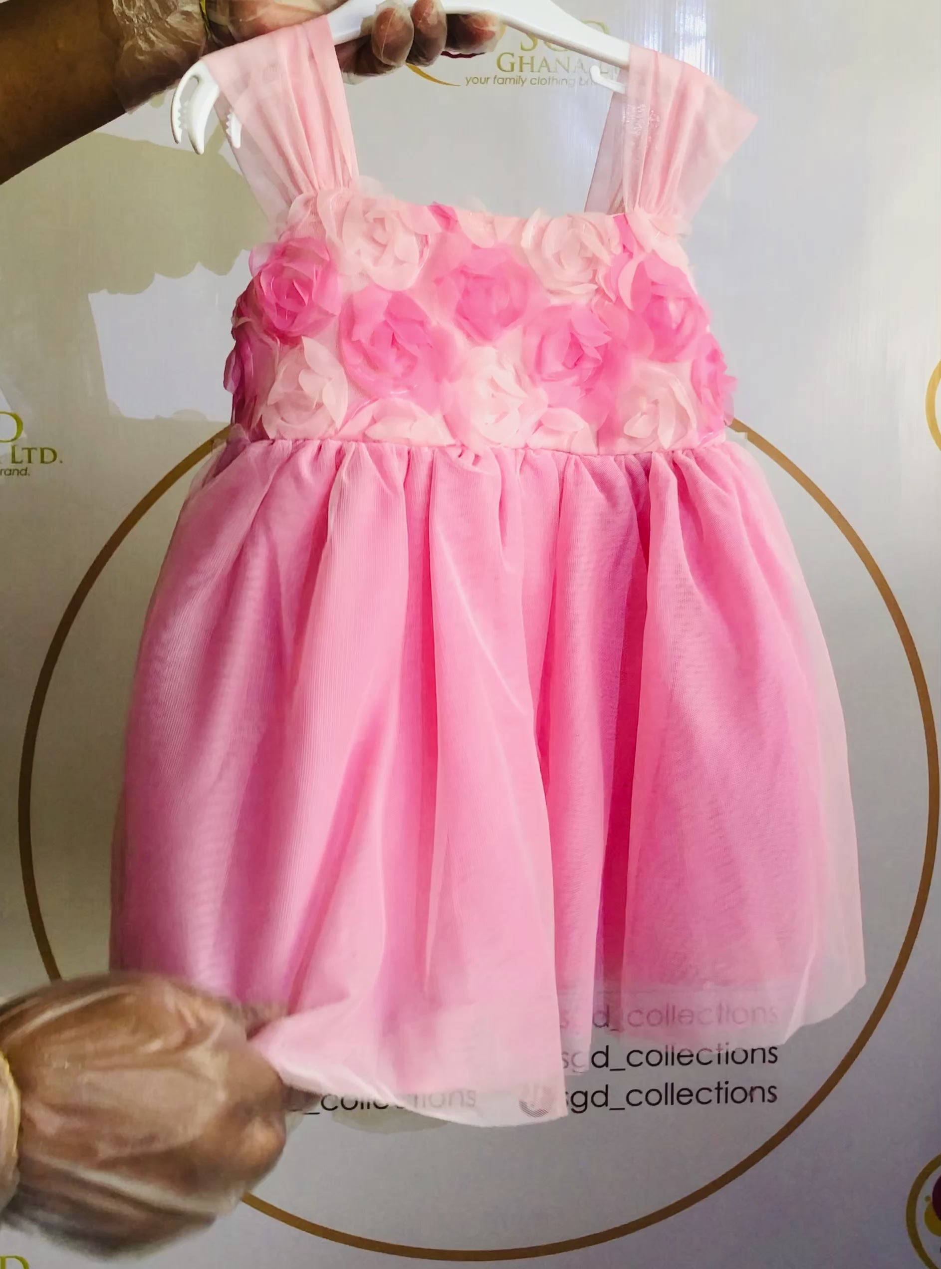 Girls 3D Rosette Mesh Fit and Flare Dress