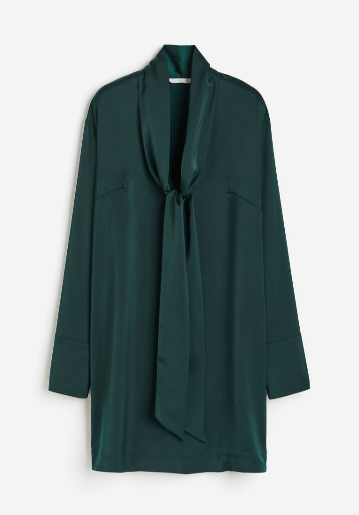 Women's V-Neck Satin Dress by H&M