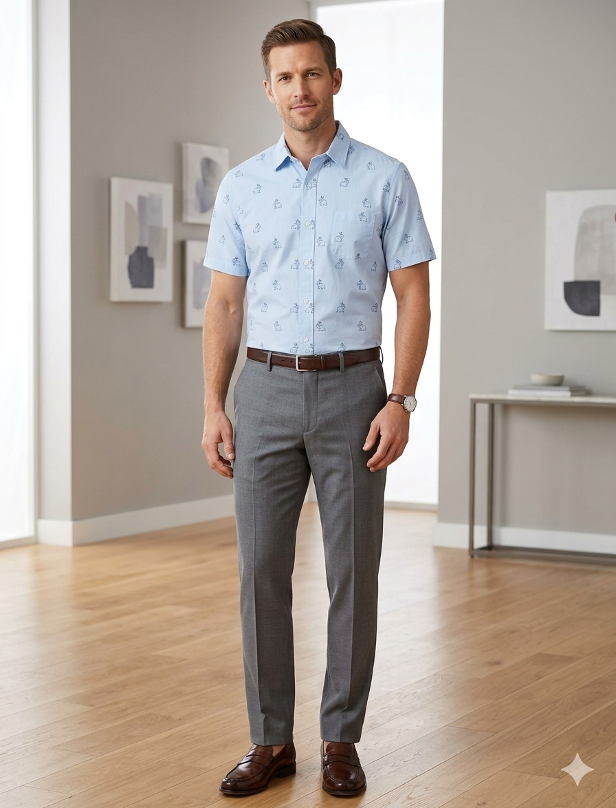 Men’s Place Gingham Cotton Poplin Button Up Shirt