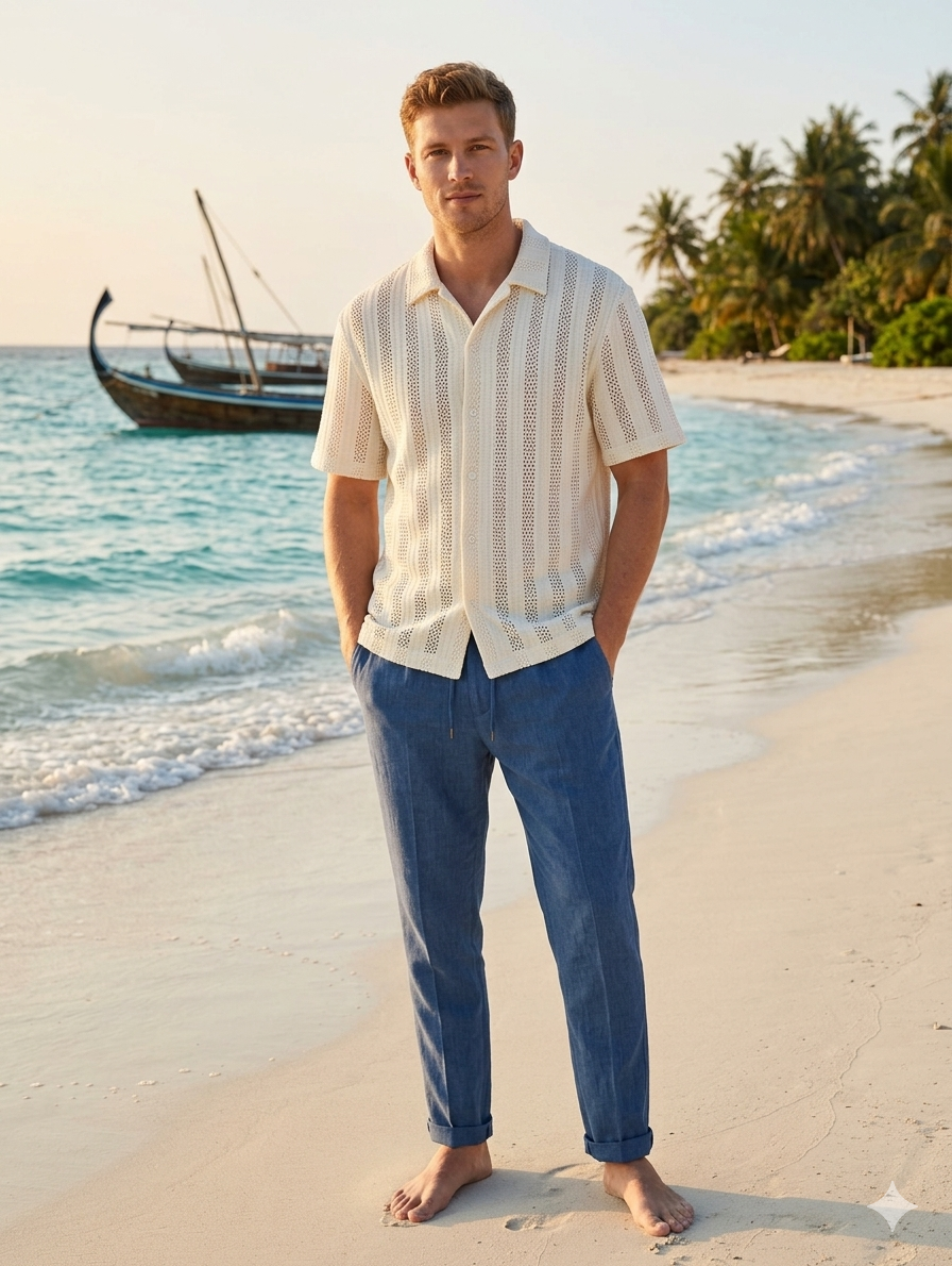 Men’s H&M Regular-Fit Jacquard Knit Shirt.