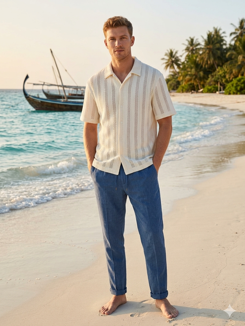 Men’s H&M Regular-Fit Jacquard Knit Shirt.