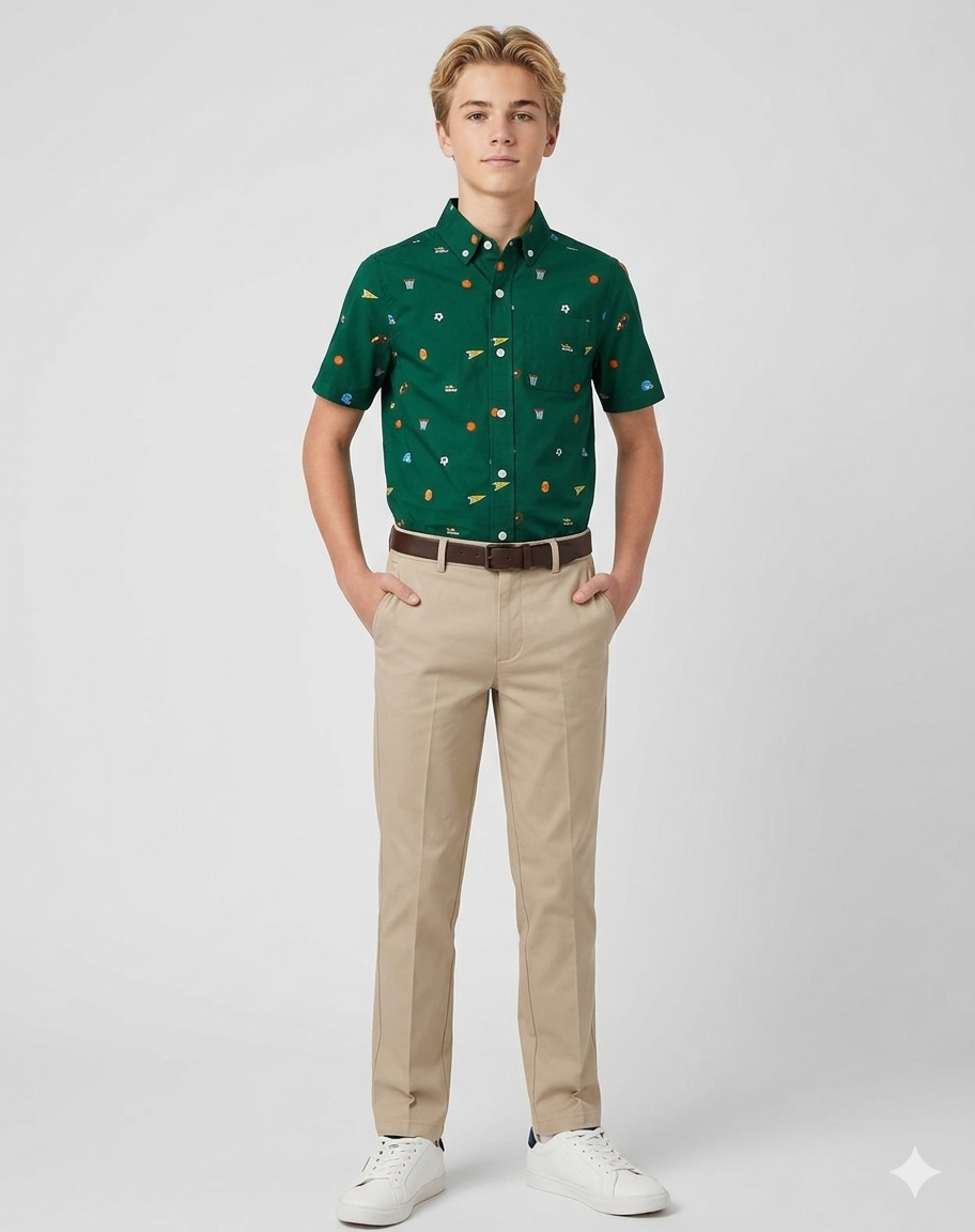 Boys Button Up Poplin Shirt