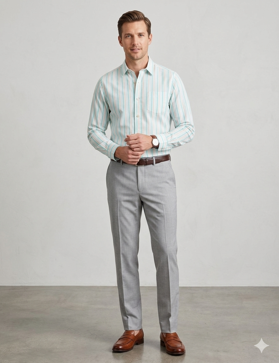 Men’s Gymboree Striped Cotton Poplin Button Up Shirt.