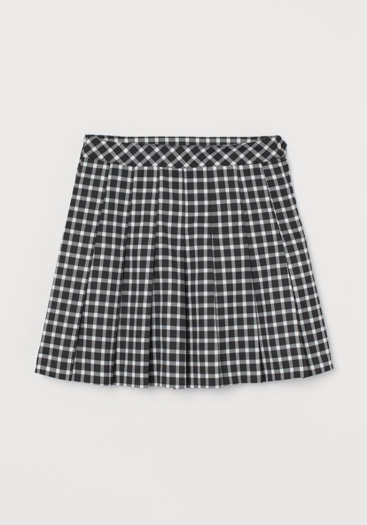 Pleated Checked Mini Skirt by H&M