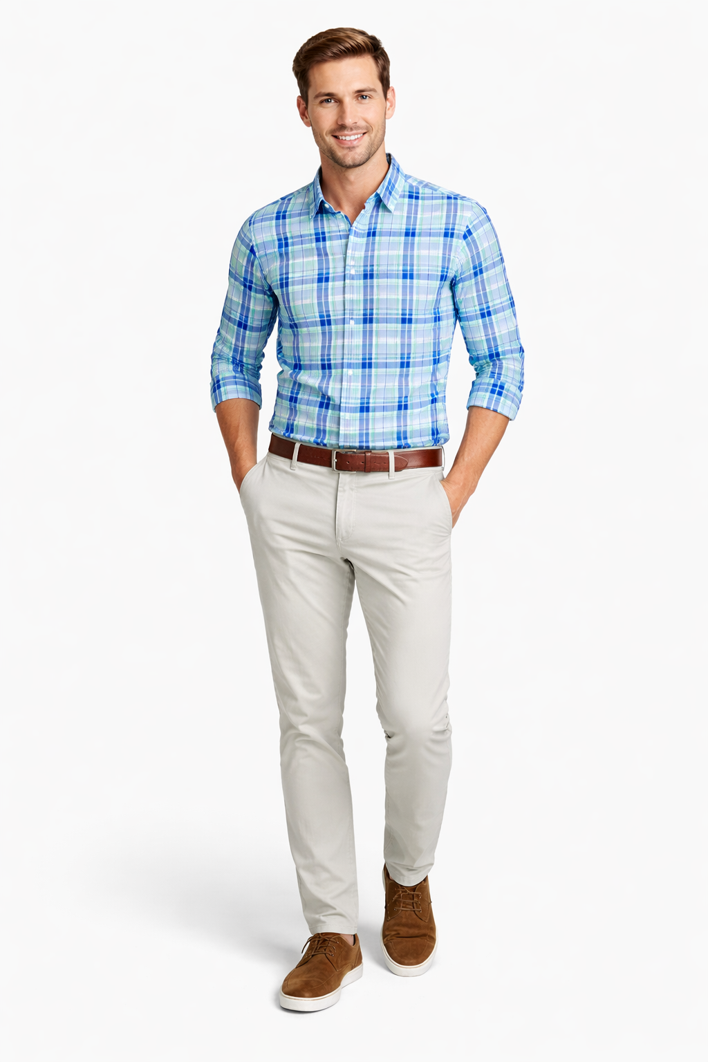 Men’s Place Plaid Cotton Button Up Shirt