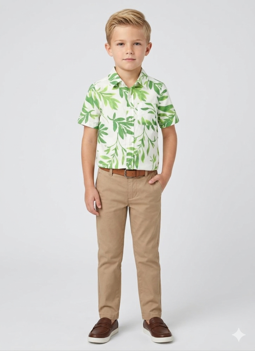 Boys Tropical Button Up Shirt