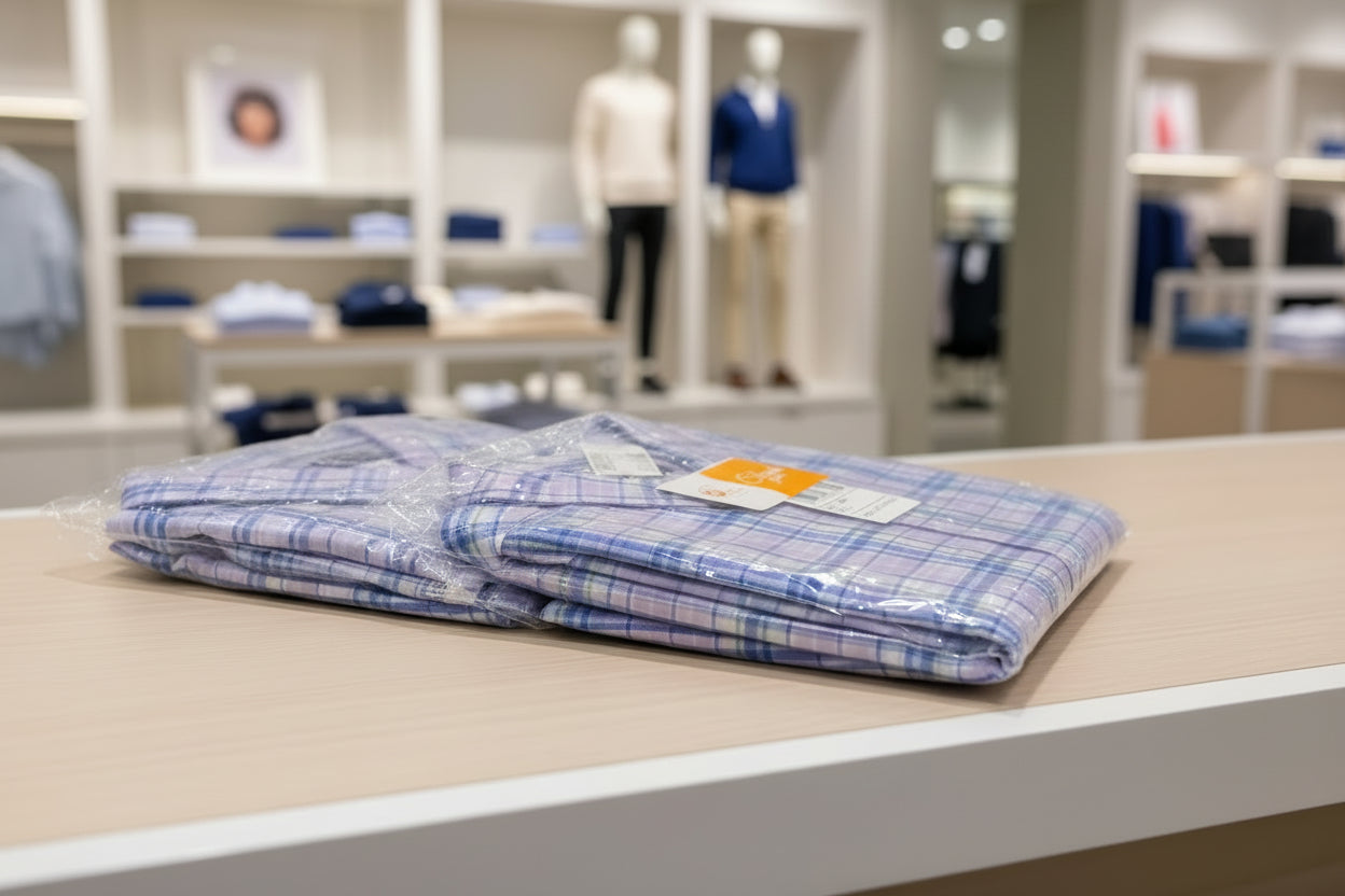 Men’s Plaid Poplin Button Up Shirt.