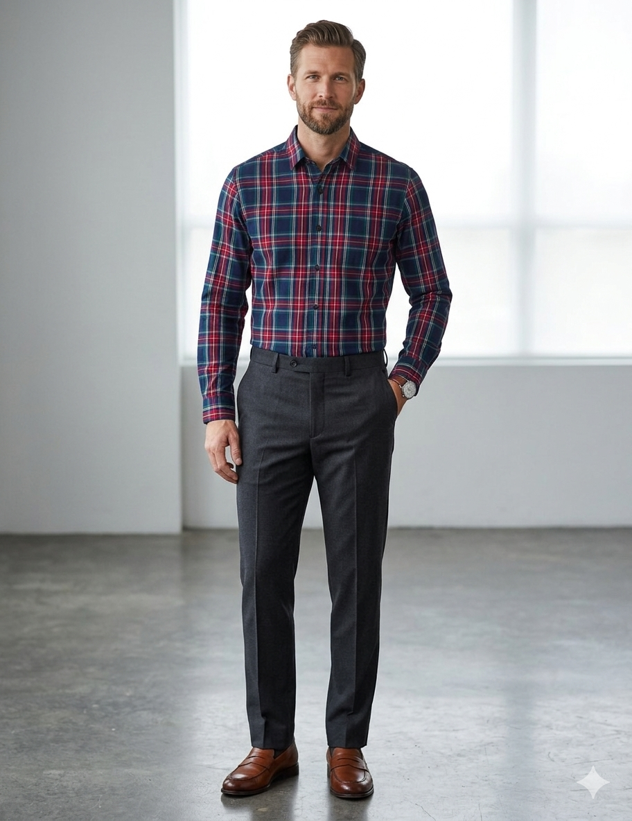 Men’s Gymboree Plaid Cotton Poplin Button Up Shirt